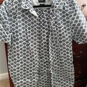 Jachs Navy Geometric Casual Shirt